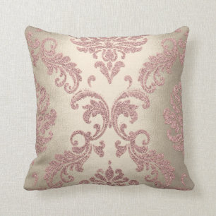 Damask Sepia Pink Blush Pastel Roos Cottage Velvet Kussen