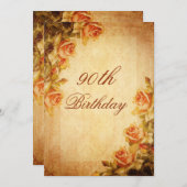  Damask Shabby Chic Peach Rozen 90th Kaart (Voorkant / Achterkant)