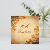 Damask Shabby Chic Peach Rozen 90th Kaart (Staand voorkant)