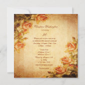 Damask Shabby Chic Peach Rozen 90th Kaart (Achterkant)