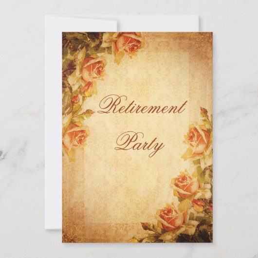  Damask Shabby Chic Peach Rozen Pensioen Kaart (Voorkant)