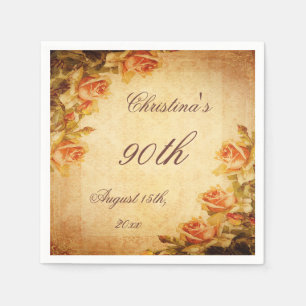 Damask Shabby Chic Peach Rozen Serviettes Servet