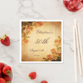  Damask Shabby Chic Peach Rozen Serviettes Servet (Insitu)