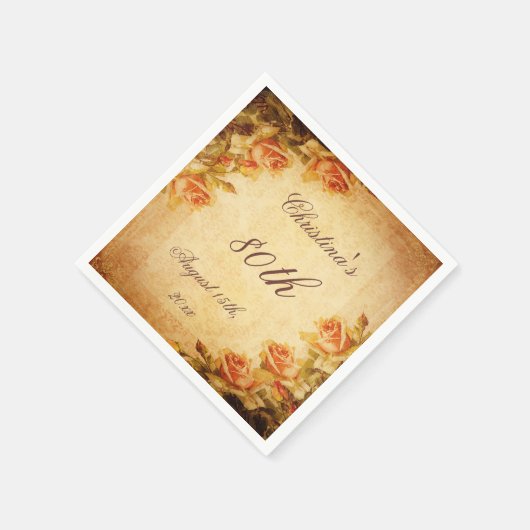  Damask Shabby Chic Peach Rozen Serviettes Servetten (Hoek)