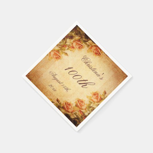  Damask Shabby Chic Peach Rozen Serviettes Servetten (Hoek)