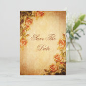 Damask Shabby Chic Peach Rozen Verjaardag Save The Date (Staand voorkant)