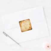  Damask Shabby Chic Peach Rozen Verjaardag Vierkante Sticker (Envelop)