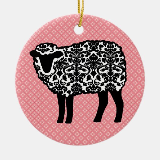 Damask Sheep Keramisch Ornament (Voorkant)