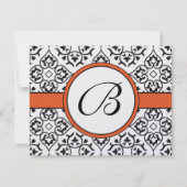 Damask Side Borders Oranje Trim Wedding RSVP (Voorkant)