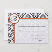 Damask Side Borders Oranje Trim Wedding RSVP (Achterkant)