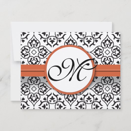 Damask Side Borders Oranje Trim Wedding RSVP