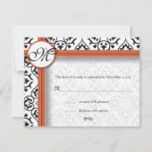Damask Side Borders Oranje Trim Wedding RSVP