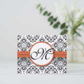 Damask Side Borders Oranje Trim Wedding RSVP