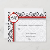 Damask Side Borders Red Trim Weddenschap RSVP (Achterkant)