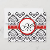 Damask Side Borders Red Trim Weddenschap RSVP