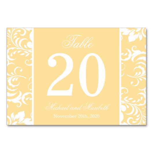 Damask Sides Tafelnummers (Goud / Wit) (Voorkant)