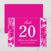 Damask Sides Tafelnummers (Magenta Roze / Wit) (Voorkant / Achterkant)