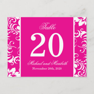 Damask Sides Tafelnummers (Magenta Roze / Wit)