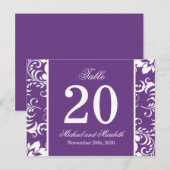 Damask Sides Tafelnummers (Paarse / Wit) (Voorkant / Achterkant)