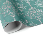 Damask Silver Blauwgroen Aquatic Ocean Royal Ornam Cadeaupapier<br><div class="desc">Glam en Chic Wrapping Paper voor vele gelegenheden zoals verjaardag,  verjaardag,  bruiloft,  bruidfeest,  nieuwe baan,  nieuw huis,  gezelschapsfeest,  feestdag,  nieuwe baby... </div>