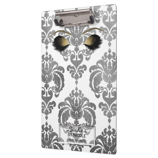 Damask Silver Gold Makeup Eyes Lashes Personalized Klembord (Links)