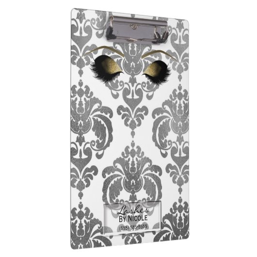 Damask Silver Gold Makeup Eyes Lashes Personalized Klembord (Rechts)
