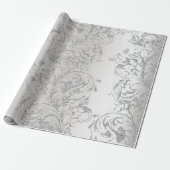 Damask Silver Gray Royal Metal Antonietta Cottage Cadeaupapier (Uitgerold)