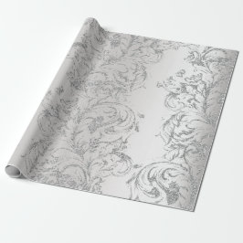 Damask Silver Gray Royal Metal Antonietta Cottage Cadeaupapier