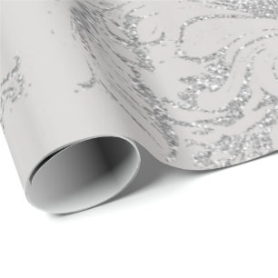 Damask Silver Gray Royal Metal Antonietta Cottage Cadeaupapier