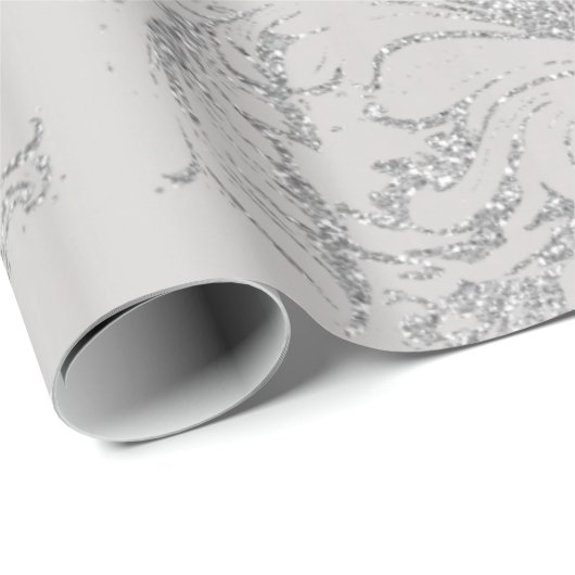 Damask Silver Gray Royal Metal Antonietta Cottage Cadeaupapier (Rol Hoek)