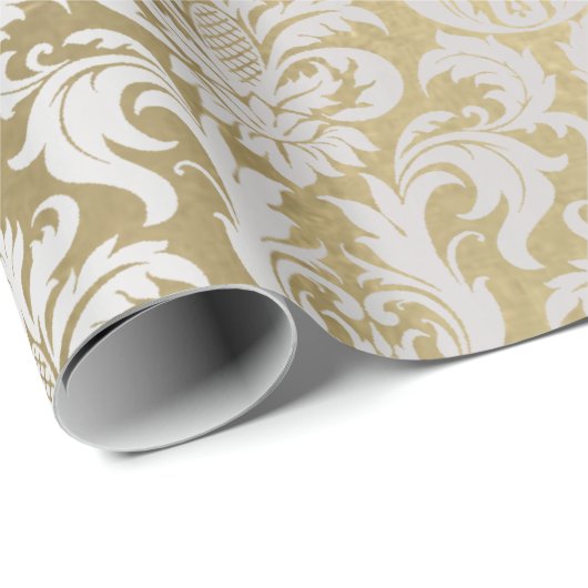 Damask Silver Gray Royal Metallic Elegant Gold Lux Cadeaupapier (Rol Hoek)