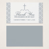 Damask Silver Grey met Cross Favor KAART (Voorkant /achterkant)