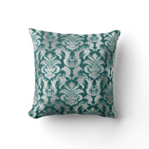 Damask Silver Grey Metallic Blauwgroen Velvet Effe