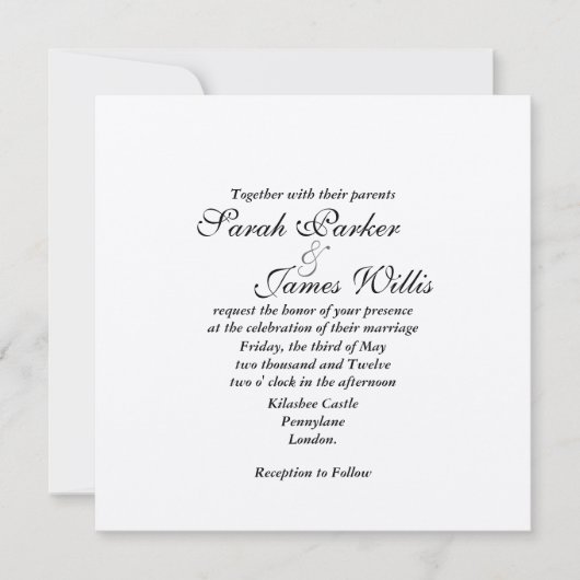 Damask Silver & Grey metallic Wedding Invite TBA Kaart (Voorkant)