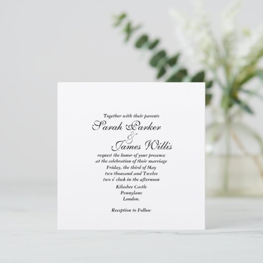 Damask Silver & Grey metallic Wedding Invite TBA Kaart (Staand voorkant)