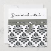 Damask Silver & Grey metallic Wedding Invite TBA Kaart (Achterkant)