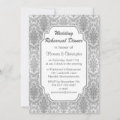 Damask Silver Grey Rehearsal Dinner Invitation Kaart (Voorkant)