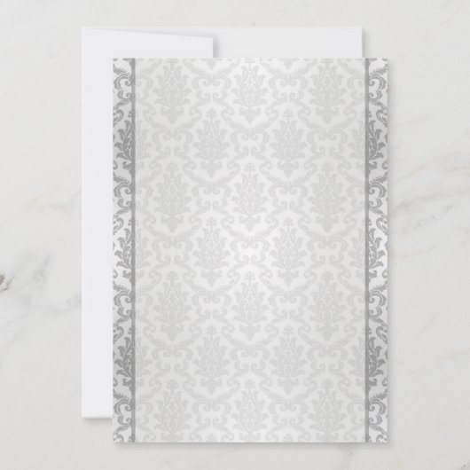 Damask Silver Grey Rehearsal Dinner Invitation Kaart (Achterkant)