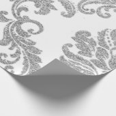 Damask Silver Grey Royal Metallic White Glitter Cadeaupapier (Hoek)