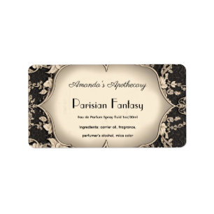 Damask Silver Lijst Parfum Flessenetiket Etiket