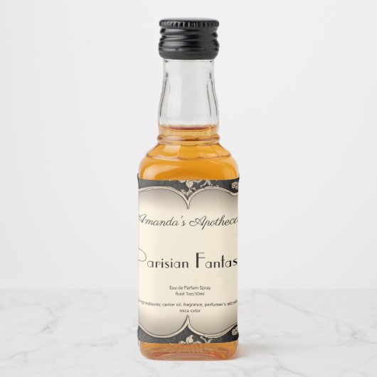  Damask Silver Lijst Parfum Flessenetiket Likeurfles Etiket (Voorkant)