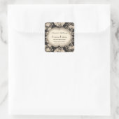  Damask Silver Lijst Parfum Flessenetiket Vierkante Sticker (Tas)