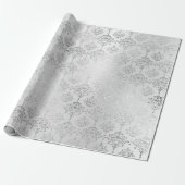 Damask Silver Monochromatic Royal Ornament Formal Cadeaupapier (Uitgerold)