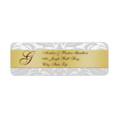 Damask Silver Monogram kerstAdresetiketten Etiket (Voorkant)