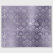 Damask Silver Paars Plum Royal Ornament Formal Cadeaupapier (Vlak)