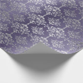 Damask Silver Paars Plum Royal Ornament Formal Cadeaupapier (Hoek)
