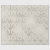 Damask Silver Royal Metallic Ivory Cottage Cadeaupapier (Vlak)