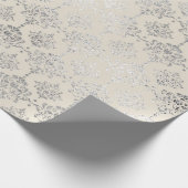 Damask Silver Royal Metallic Ivory Cottage Cadeaupapier (Hoek)