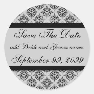 Damask Silver Sla de datumherinneringen op Ronde Sticker