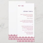 Damask Simplicity Berry Paarse bruiloft menu (Voorkant / Achterkant)